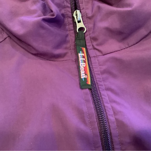 LL Bean Womens Full Zip Windbreaker Jacket Size Large Purple Packable Hood OTL43 - Picture 7 of 14
